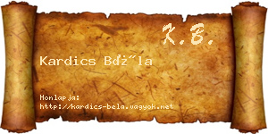 Kardics Béla névjegykártya